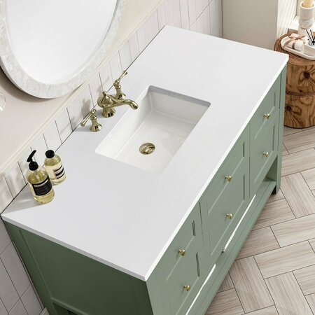 James Martin Vanities Breckenridge 48in Single Vanity, Smokey Celadon w/ 3 CM White Zeus Top 330-V48-SC-3WZ